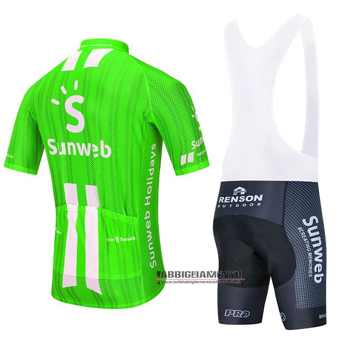 Abbigliamento Sunweb 2020 Manica Corta e Pantaloncino Con Bretelle Verde Bianco - Clicca l'immagine per chiudere